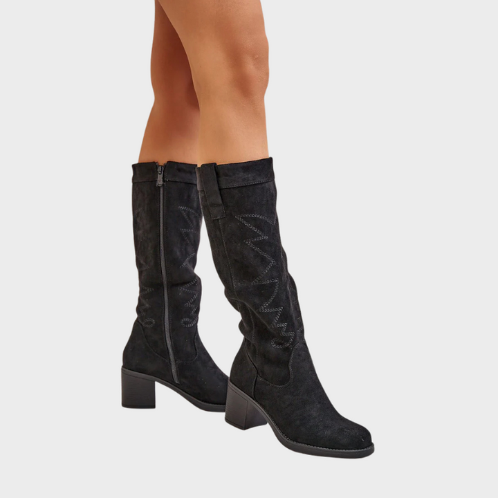 Zoe – Hohe Stiefel mit Blockabsatz und Reißverschluss