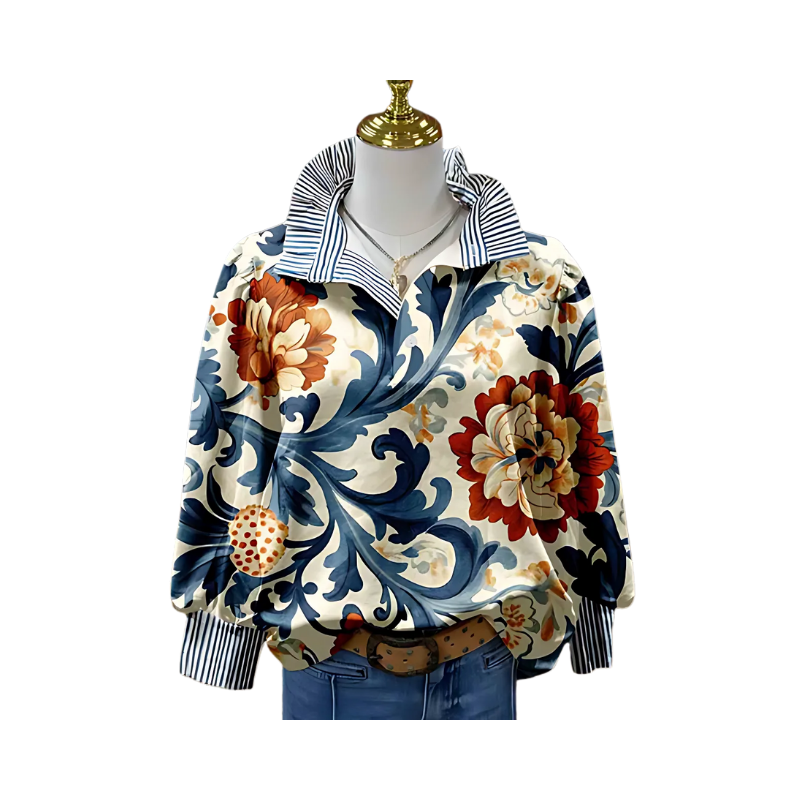 Irinia™ | Stilvolle Langarmbluse mit einzigartigem Print