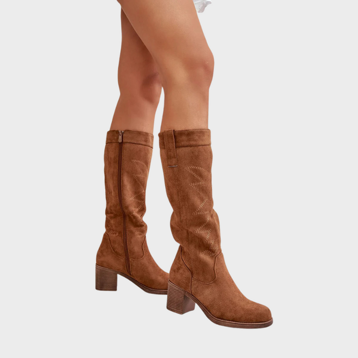 Zoe – Hohe Stiefel mit Blockabsatz und Reißverschluss