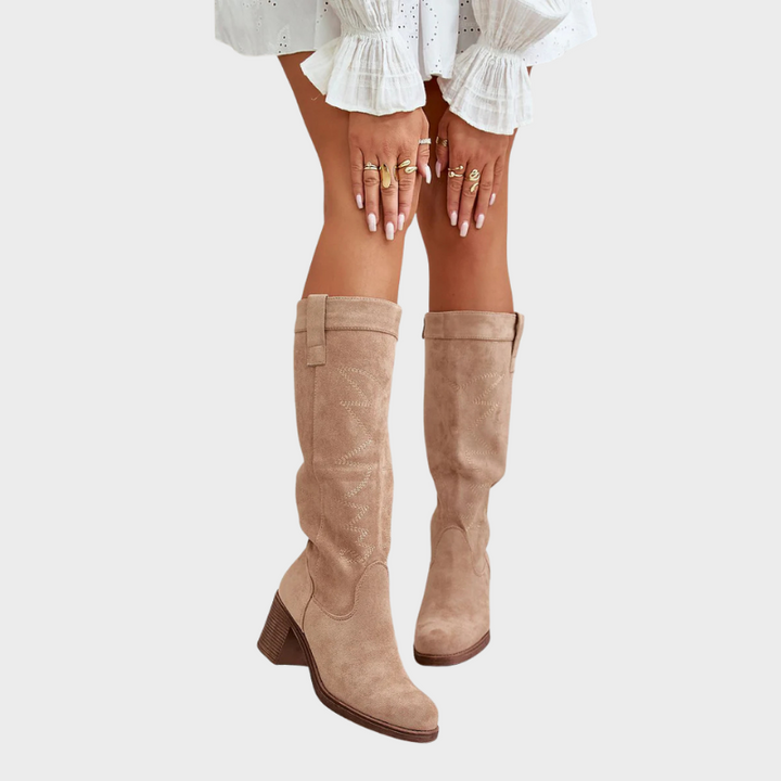 Zoe – Hohe Stiefel mit Blockabsatz und Reißverschluss
