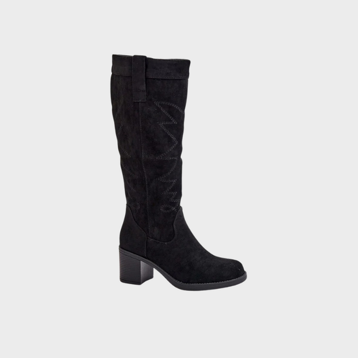Zoe – Hohe Stiefel mit Blockabsatz und Reißverschluss