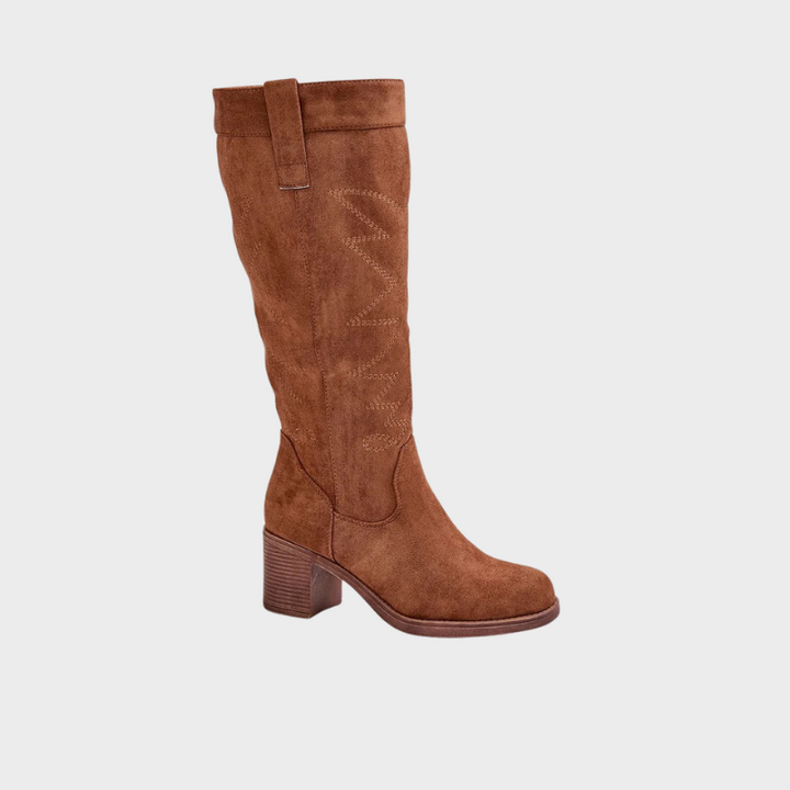 Zoe – Hohe Stiefel mit Blockabsatz und Reißverschluss