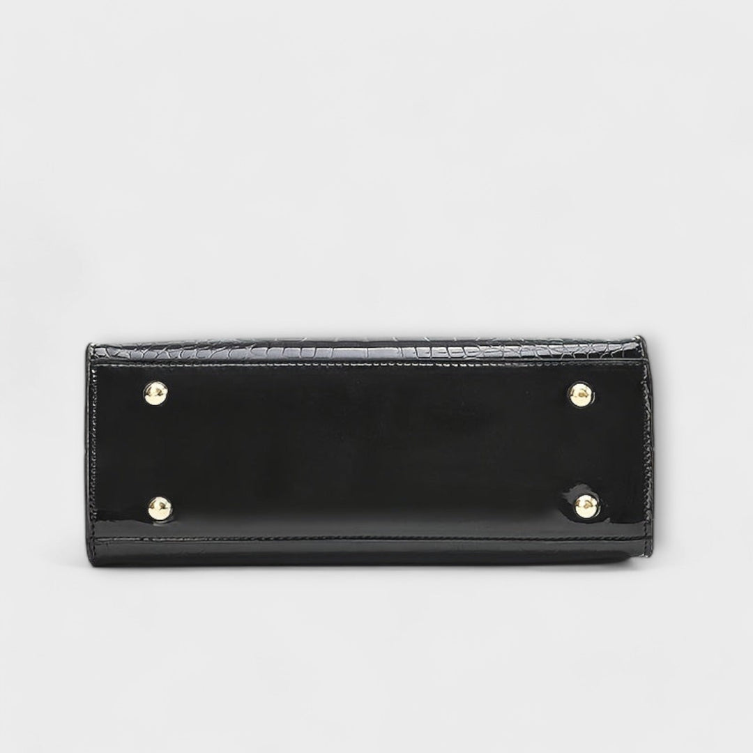Nora. - Glänzende Krokodil-Muster Handtasche