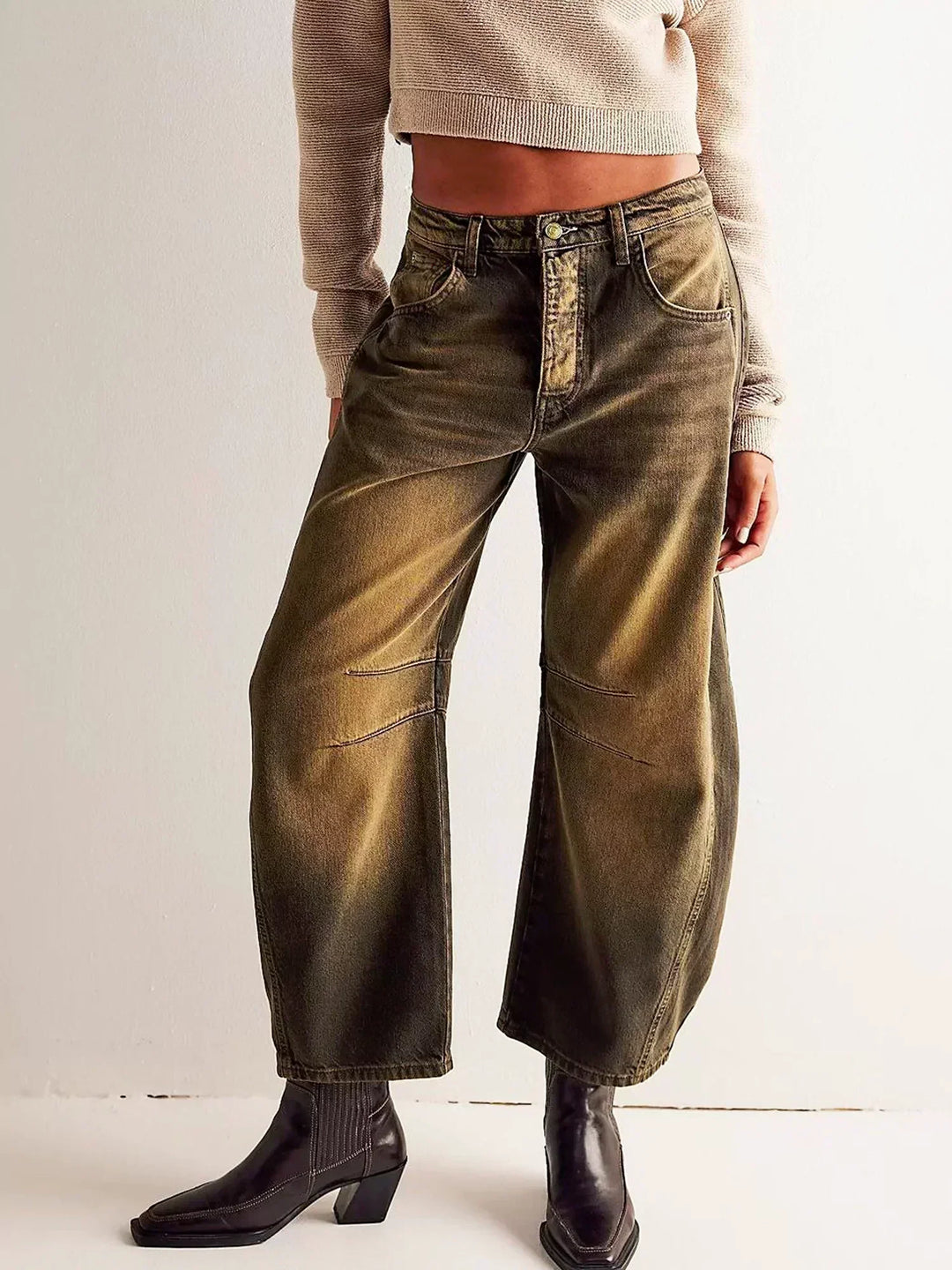 Lena | Damen Locker geschnittene Jeans mit Leopardenmuster