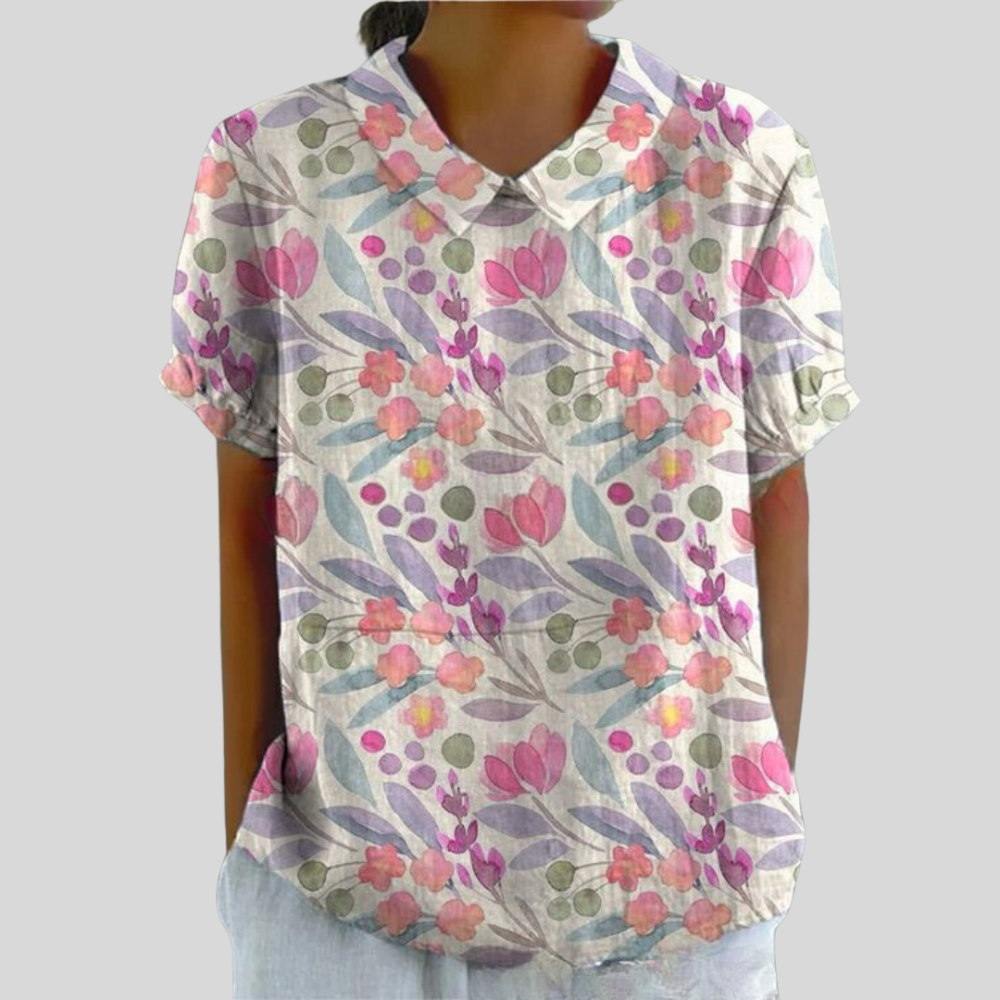 Damen Bluse | Blumenmuster, Peter-Pan-Kragen, Lockerer Schnitt & Verspielter Vintage-Stil