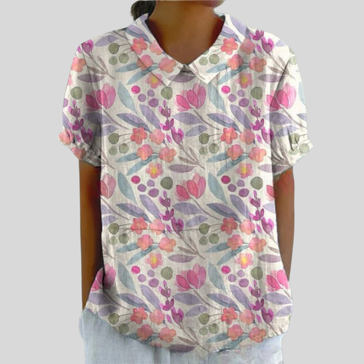 Damen Bluse | Blumenmuster, Peter-Pan-Kragen, Lockerer Schnitt & Verspielter Vintage-Stil