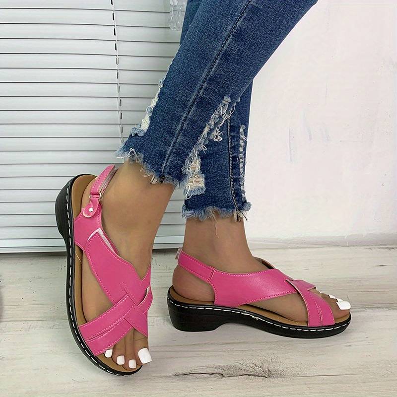 Damen Retro-Sandalen – Peeptoe, Klettverschluss & Klassisch Stilvoll