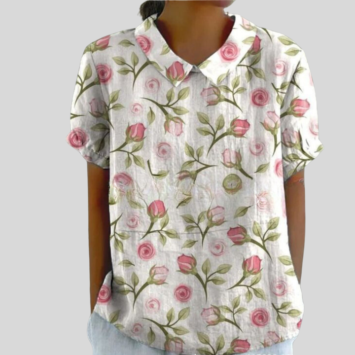 Damen Bluse | Blumenmuster, Peter-Pan-Kragen, Lockerer Schnitt & Verspielter Vintage-Stil