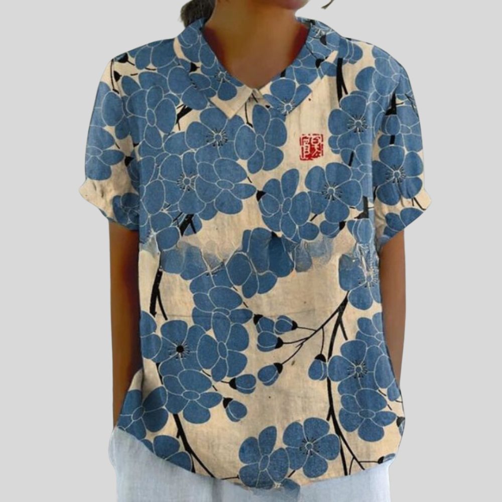 Damen Bluse | Blumenmuster, Peter-Pan-Kragen, Lockerer Schnitt & Verspielter Vintage-Stil