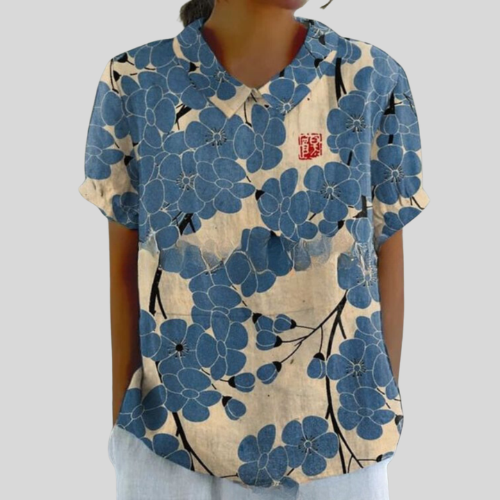Damen Bluse | Blumenmuster, Peter-Pan-Kragen, Lockerer Schnitt & Verspielter Vintage-Stil