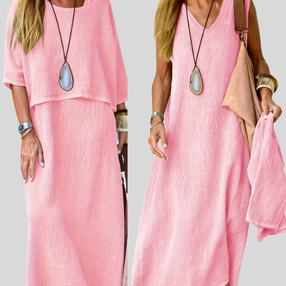 Damen Maxi-Kleid | Lagenlook-Design, Lockerer Schnitt, Ärmellose Option & Lässige Freizeit-Eleganz