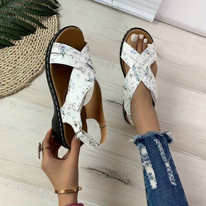 Damen Retro-Sandalen – Peeptoe, Klettverschluss & Klassisch Stilvoll