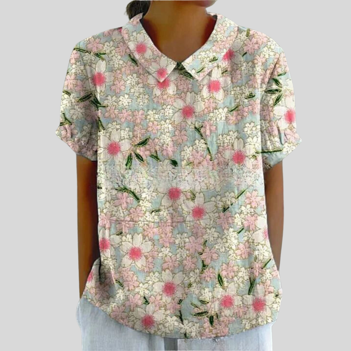 Damen Bluse | Blumenmuster, Peter-Pan-Kragen, Lockerer Schnitt & Verspielter Vintage-Stil