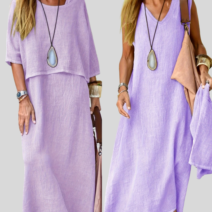 Damen Maxi-Kleid | Lagenlook-Design, Lockerer Schnitt, Ärmellose Option & Lässige Freizeit-Eleganz