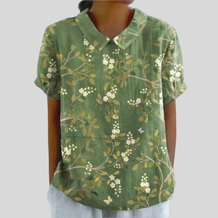 Damen Bluse | Blumenmuster, Peter-Pan-Kragen, Lockerer Schnitt & Verspielter Vintage-Stil