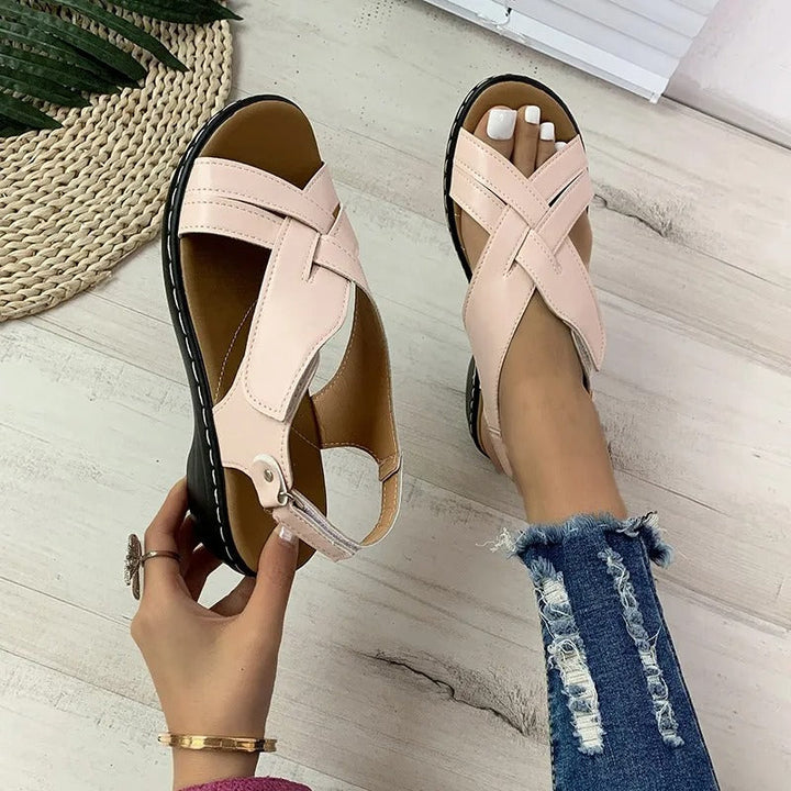 Damen Retro-Sandalen – Peeptoe, Klettverschluss & Klassisch Stilvoll