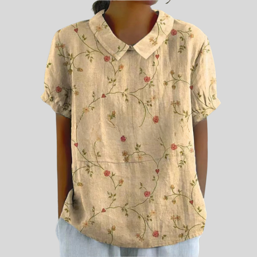 Damen Bluse | Blumenmuster, Peter-Pan-Kragen, Lockerer Schnitt & Verspielter Vintage-Stil