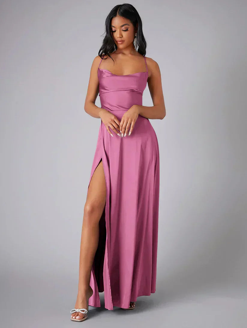 Alvaree | Damen Satin Maxi-Kleid – Figurbetonend, Fliessend & Glamourös