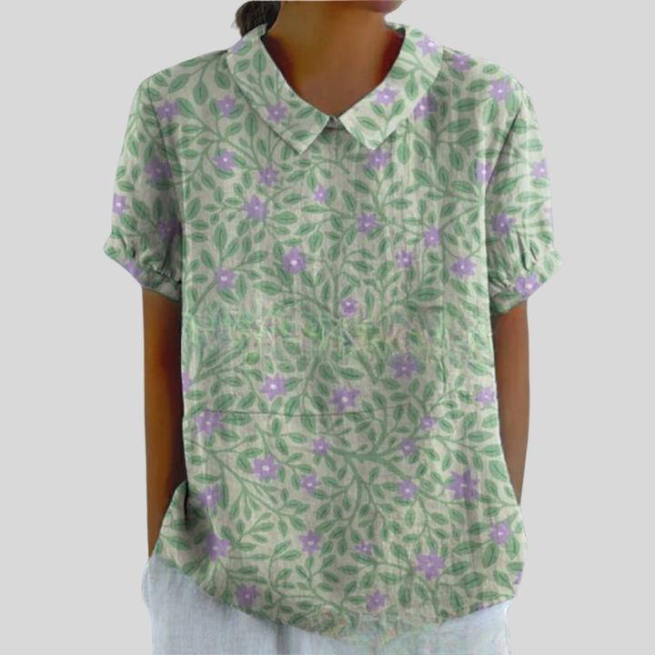 Damen Bluse | Blumenmuster, Peter-Pan-Kragen, Lockerer Schnitt & Verspielter Vintage-Stil