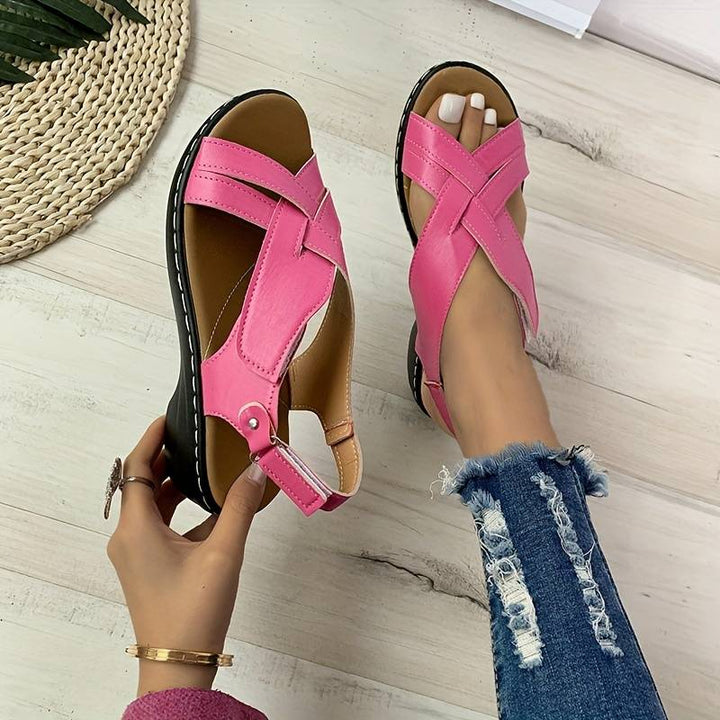 Damen Retro-Sandalen – Peeptoe, Klettverschluss & Klassisch Stilvoll