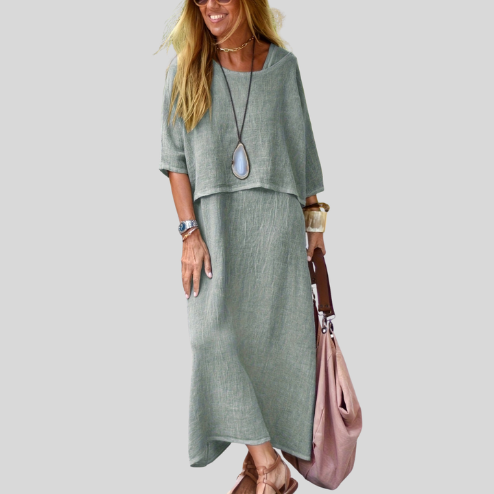 Damen Maxi-Kleid | Lagenlook-Design, Lockerer Schnitt, Ärmellose Option & Lässige Freizeit-Eleganz