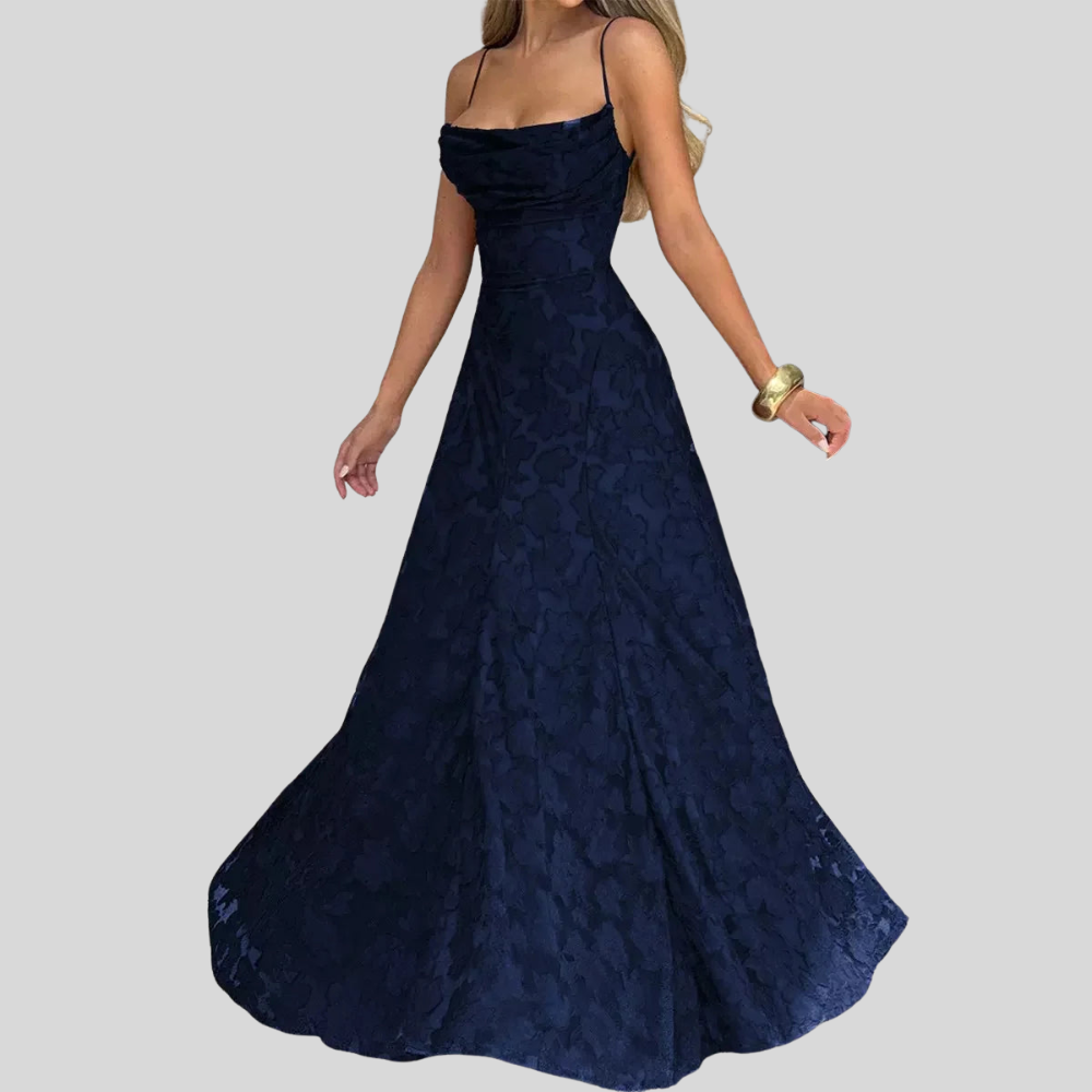 Damen Abendkleid | One-Shoulder-Design, Fliessender Maxischnitt, Strukturmuster & Festlich Elegant