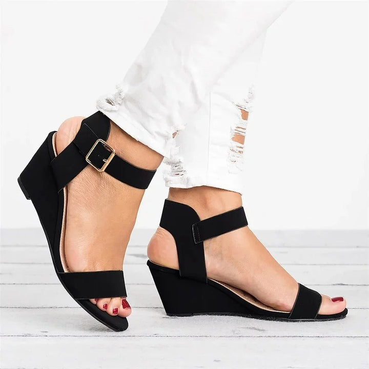 Damen Keilabsatz-Sandalen – Knöchelriemen, Offene Zehe & Vielseitig Elegant