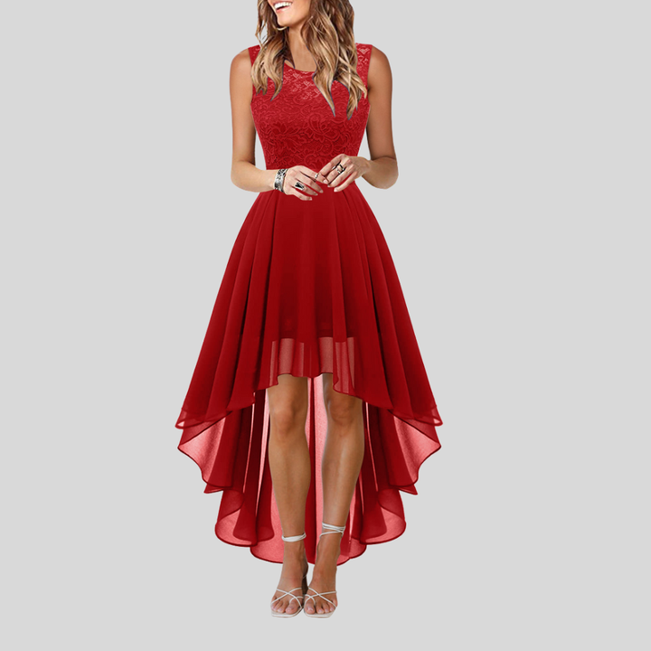 Damen Cocktailkleid | Ärmelloses Design, Vokuhila-Saum, Taillierte Silhouette & Festlich Eleganter Stil