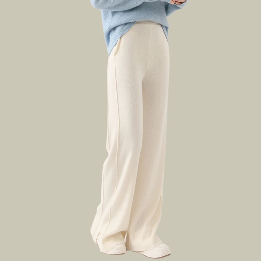 Claudia | Damen Klassische Wollhose mit Plissierter Vorderseite