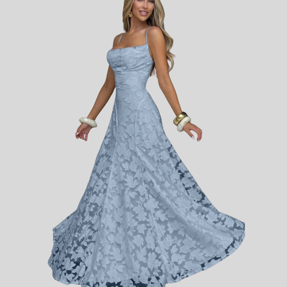 Damen Abendkleid | One-Shoulder-Design, Fliessender Maxischnitt, Strukturmuster & Festlich Elegant