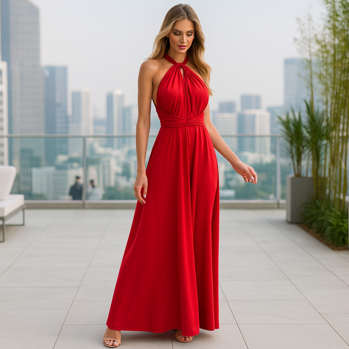 Damen Langes Maxi-Abendkleid – Figurbetont, Auffällige Bänder & Verführerisch
