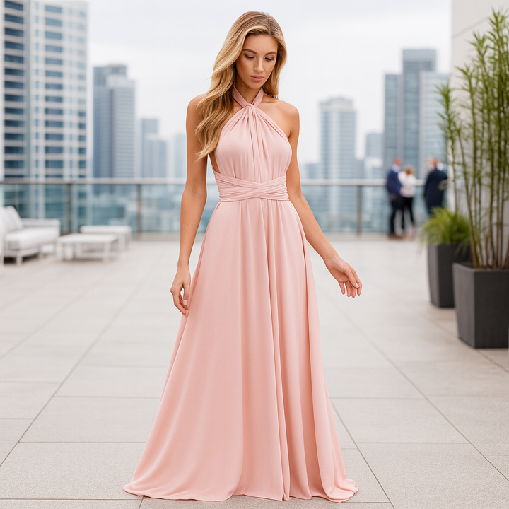 Damen Langes Maxi-Abendkleid – Figurbetont, Auffällige Bänder & Verführerisch
