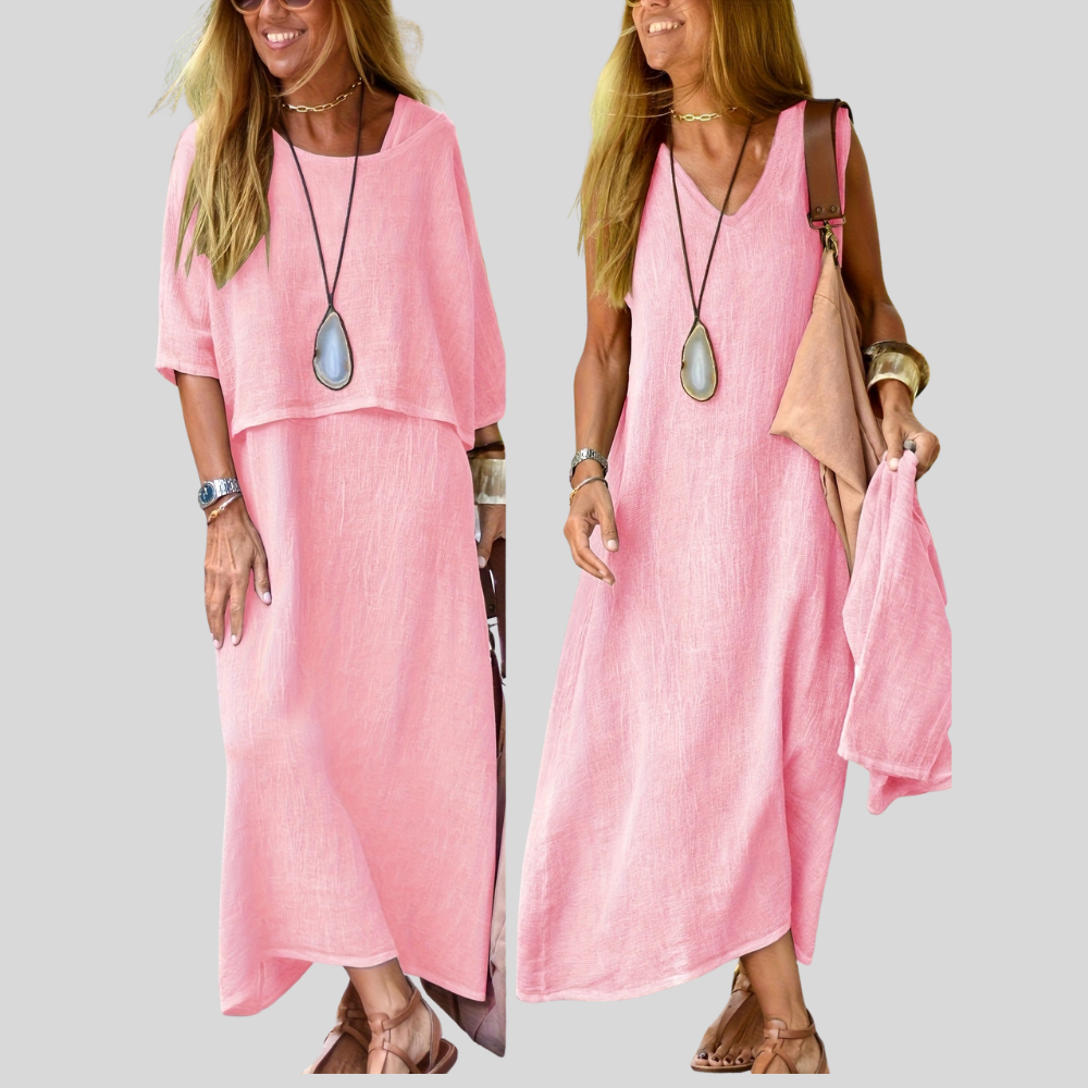 Damen Maxi-Kleid | Lagenlook-Design, Lockerer Schnitt, Ärmellose Option & Lässige Freizeit-Eleganz