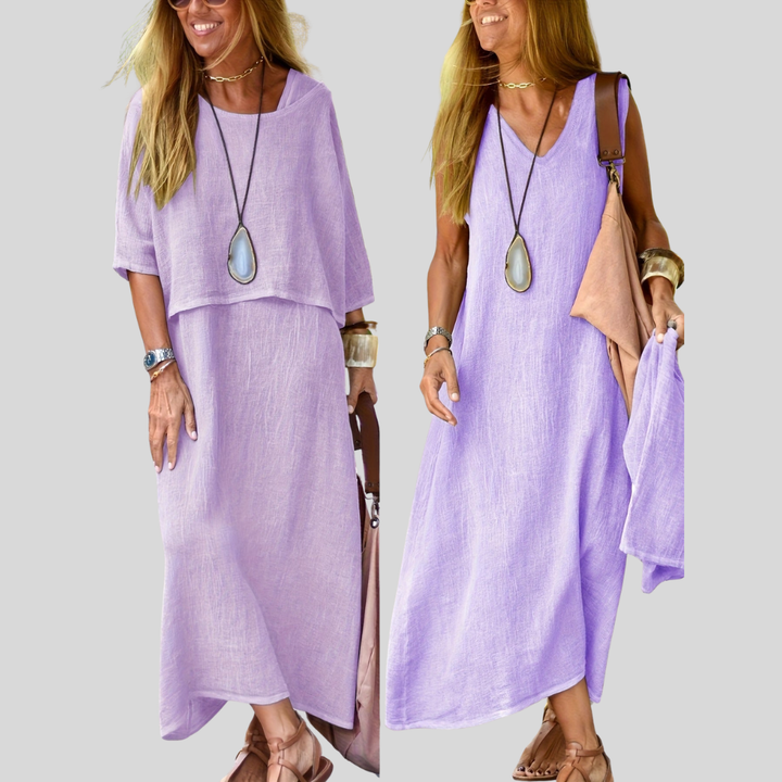 Damen Maxi-Kleid | Lagenlook-Design, Lockerer Schnitt, Ärmellose Option & Lässige Freizeit-Eleganz