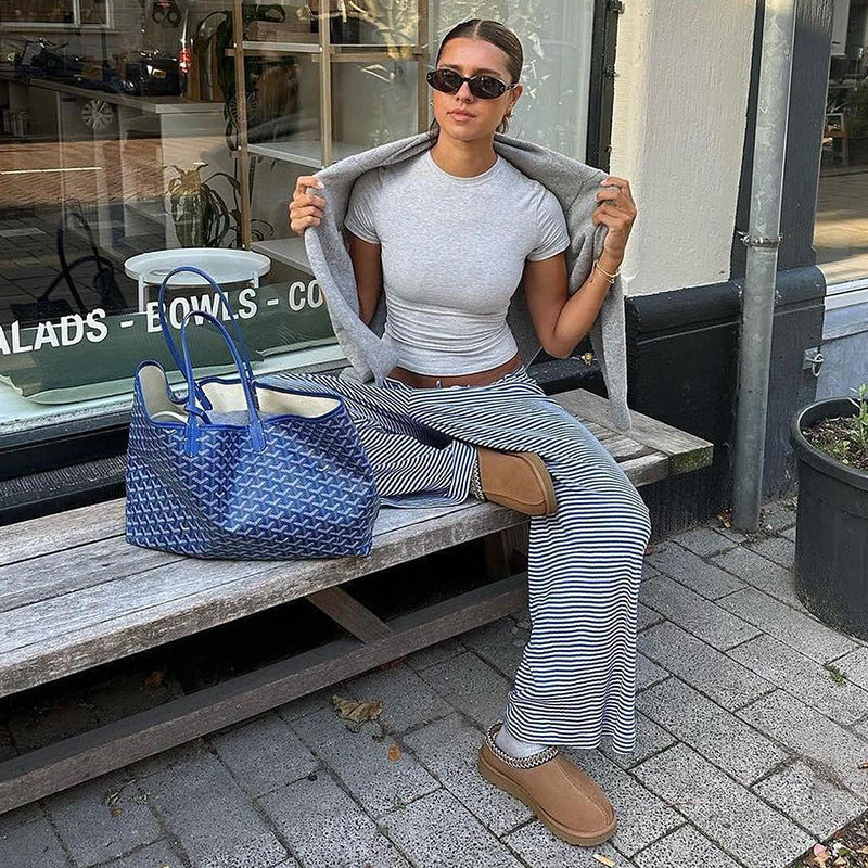Katharina | Damen Frühlings-Gestreifte Relaxed-Hose