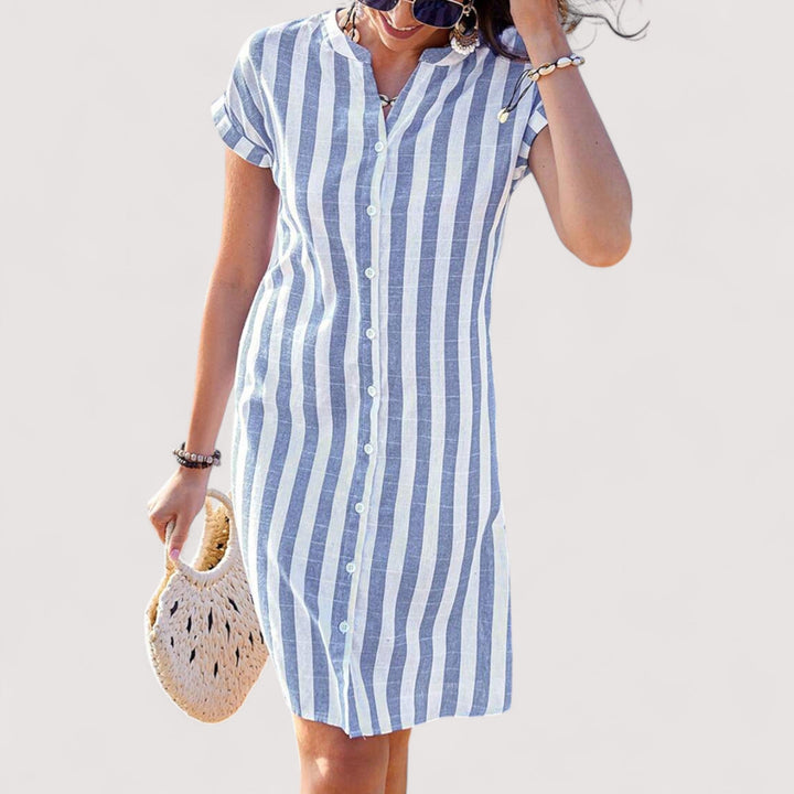 Bina™ | Gestreiftes Hemdblusenkleid
