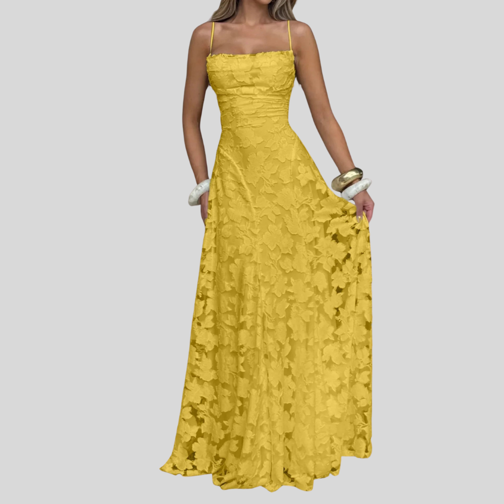 Damen Abendkleid | One-Shoulder-Design, Fliessender Maxischnitt, Strukturmuster & Festlich Elegant
