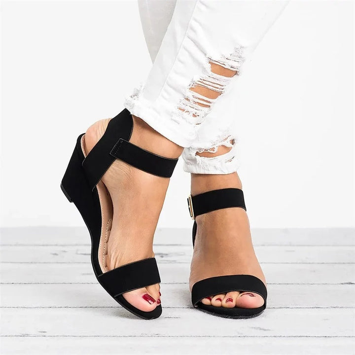 Damen Keilabsatz-Sandalen – Knöchelriemen, Offene Zehe & Vielseitig Elegant