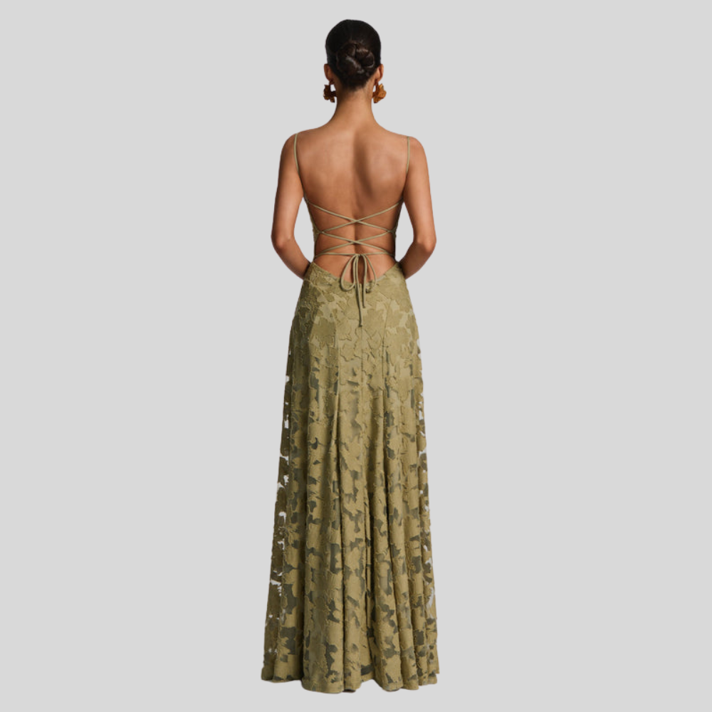 Damen Abendkleid | One-Shoulder-Design, Fliessender Maxischnitt, Strukturmuster & Festlich Elegant