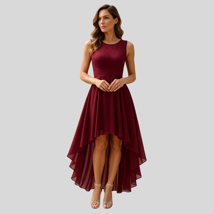 Damen Cocktailkleid | Ärmelloses Design, Vokuhila-Saum, Taillierte Silhouette & Festlich Eleganter Stil