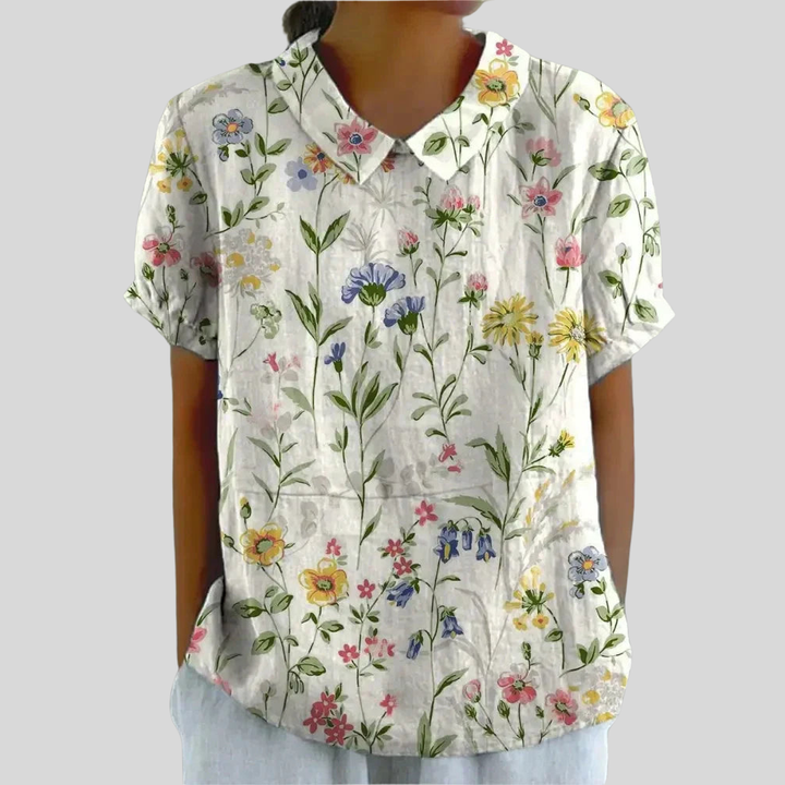 Damen Bluse | Blumenmuster, Peter-Pan-Kragen, Lockerer Schnitt & Verspielter Vintage-Stil