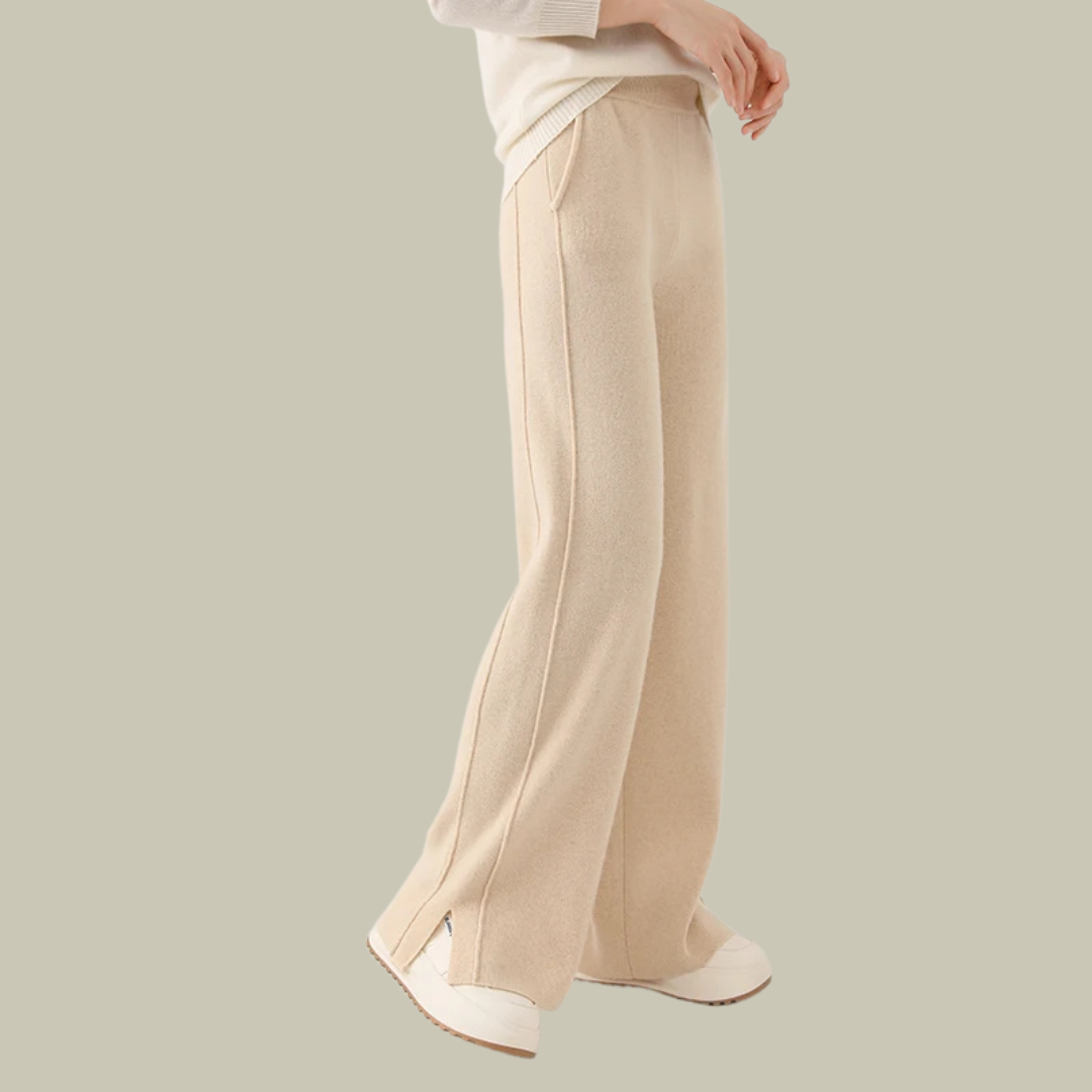 Claudia | Damen Klassische Wollhose mit Plissierter Vorderseite