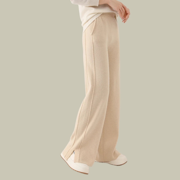 Claudia | Damen Klassische Wollhose mit Plissierter Vorderseite