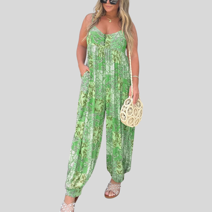 Damen Jumpsuit | Boho-Paisley-Muster, Spaghettiträger, Lockerer Schnitt & Lässiger Sommerstil