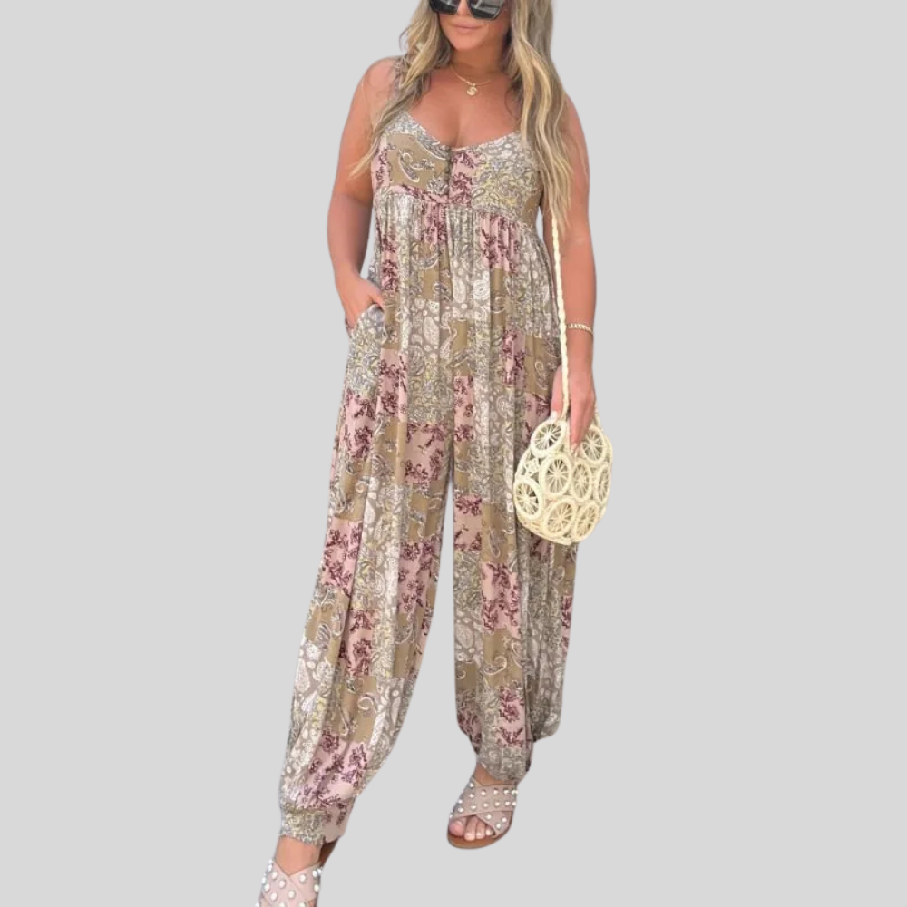 Damen Jumpsuit | Boho-Paisley-Muster, Spaghettiträger, Lockerer Schnitt & Lässiger Sommerstil