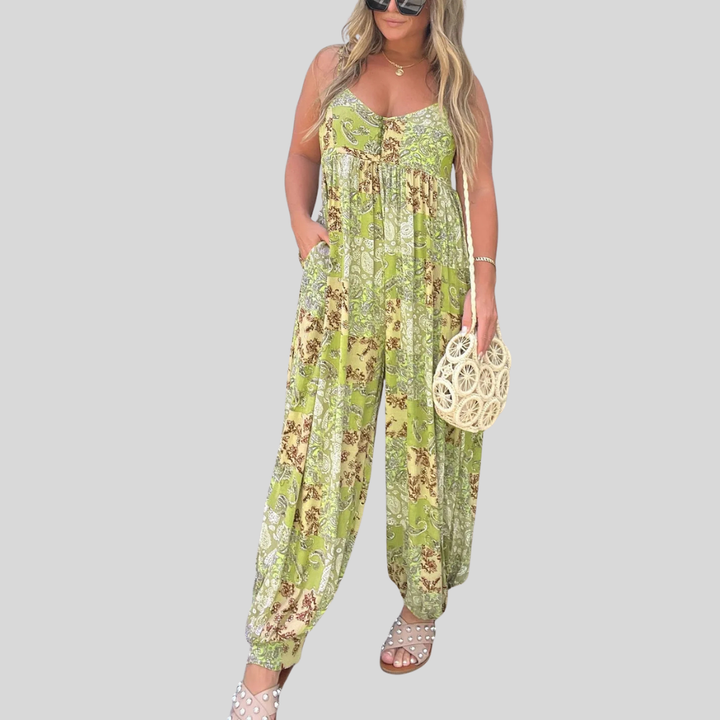 Damen Jumpsuit | Boho-Paisley-Muster, Spaghettiträger, Lockerer Schnitt & Lässiger Sommerstil