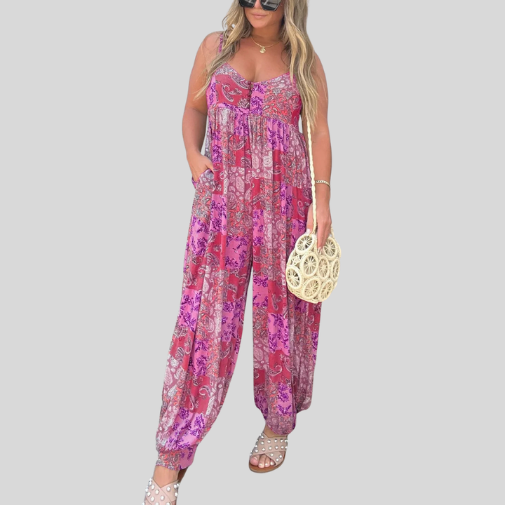 Damen Jumpsuit | Boho-Paisley-Muster, Spaghettiträger, Lockerer Schnitt & Lässiger Sommerstil