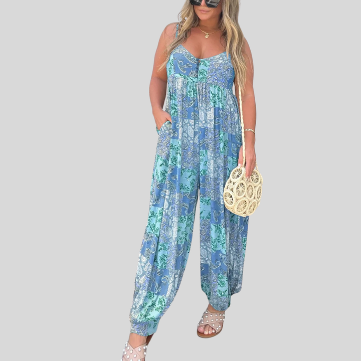 Damen Jumpsuit | Boho-Paisley-Muster, Spaghettiträger, Lockerer Schnitt & Lässiger Sommerstil