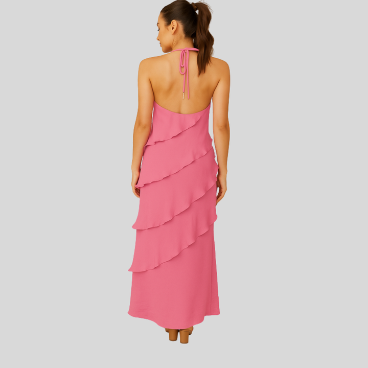 Damen Maxi-Kleid | Volantdesign, Spaghettiträger, Fliessende Silhouette & Sommerlich Eleganter Stil