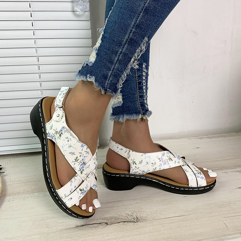 Damen Retro-Sandalen – Peeptoe, Klettverschluss & Klassisch Stilvoll